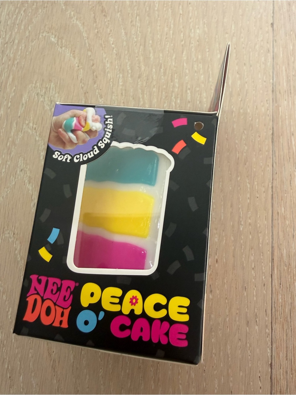 NeeDoh Peace O'Cake Colorful Cake Squishy Topper - Pink, Yellow, Blue, Cream - Picture 2 of 4
